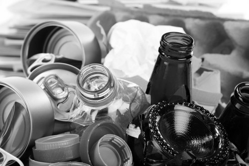 Commercial waste collection vehicle parked outside a business